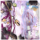 Abstraction florale aux teintes violettes et dorées